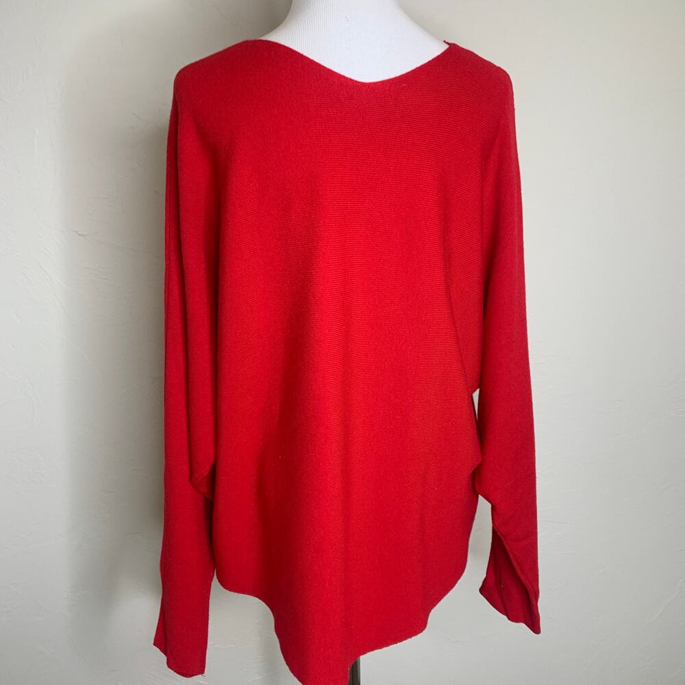 Vila Milano Red Rhinestoned Sweater Sz XL Dolman Sleeve - Picture 2 of 9